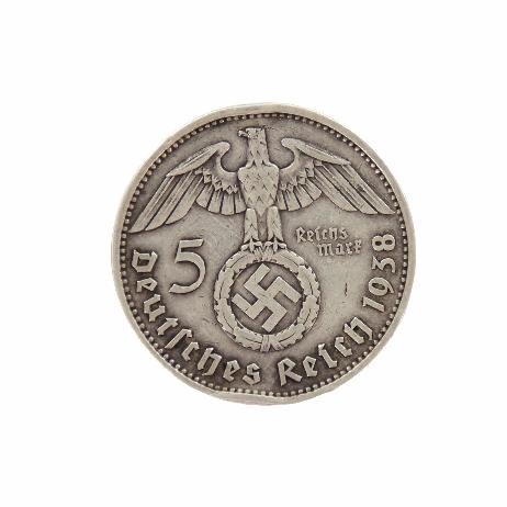 Монета номиналом 5 рейхсмарок. Германия. 1938 г.