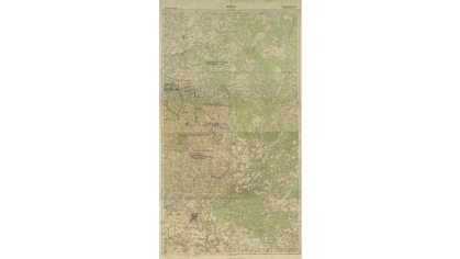 Карта топографическая, захваченная партизанами партизанской бригады «Буревестник» во время боя с гитлеровцами.